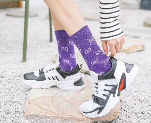 spring for men and women and summer fashionable breathable multi-color letter cotton socks 5 pairs/piece