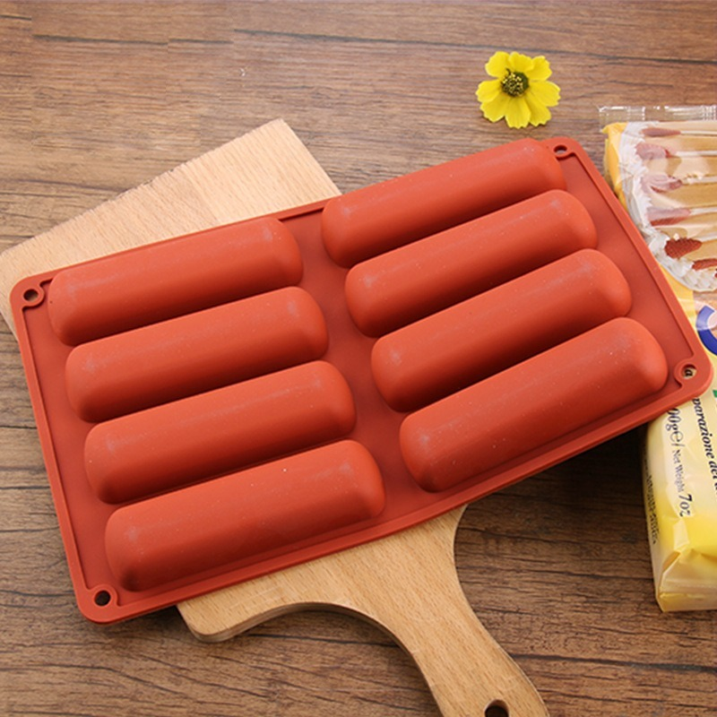Twinkie-Silikonform mit 8 Mulden, Kuchenform, Eclair Puff-Backform, antihaftbeschichtet, Müsli, Energieriegel, Schokolade, Trüffel, Butterform