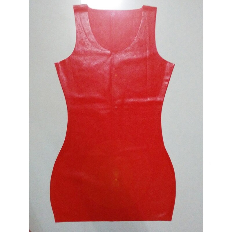 Latex catsuits stramme mini kjole vest top kostume outfits: Rød ryg ikke skåret / M