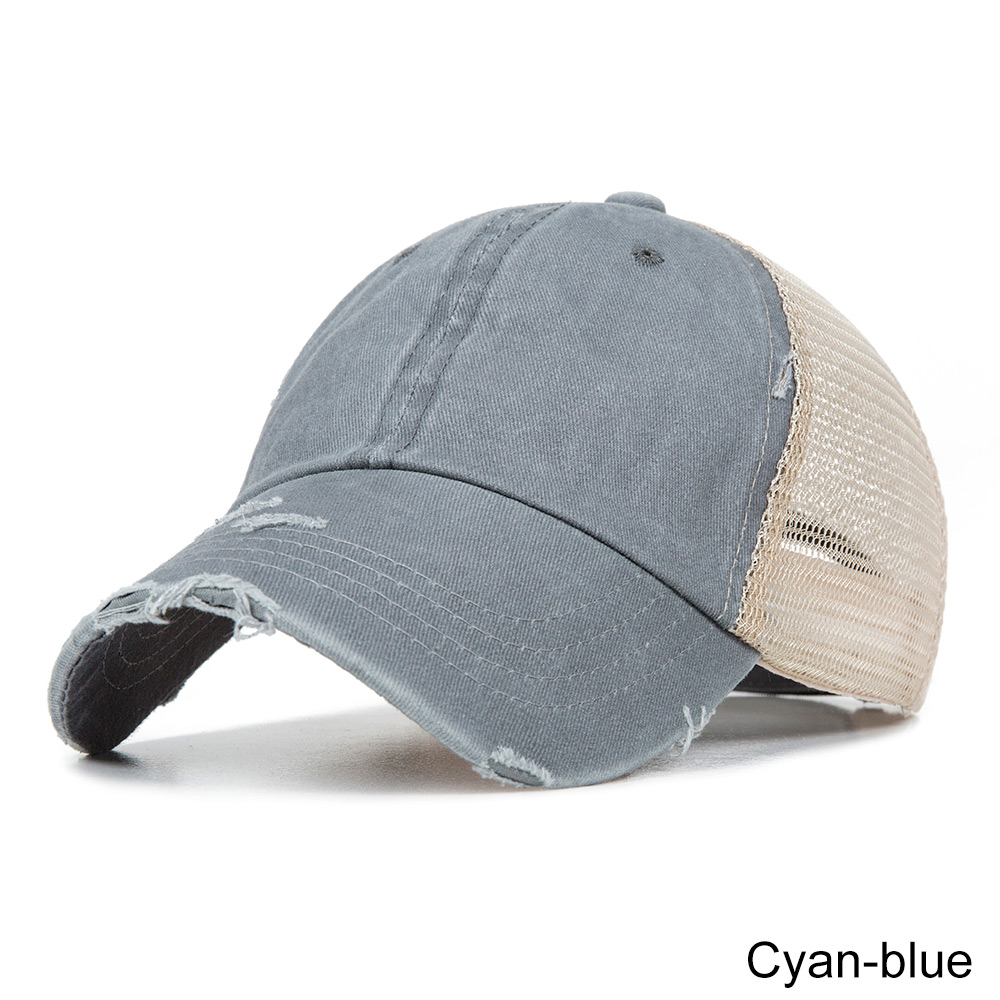 Truenjoy sommer kvinder mesh hestehale baseball cap snapback kasketter til kvindelig sport hat dame ben gorras: Cyanblå