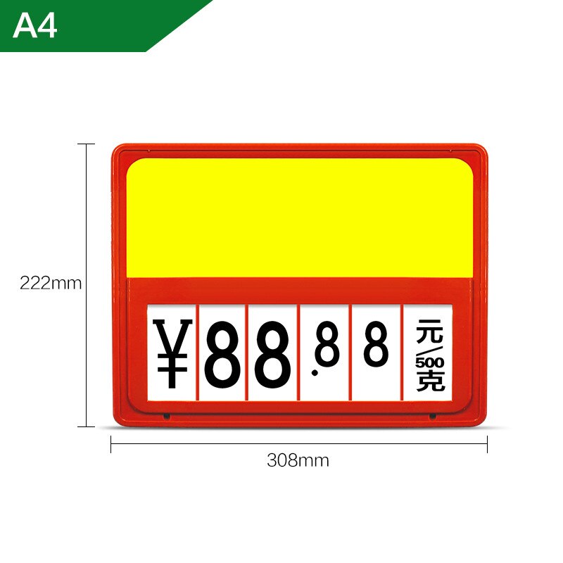 Panneau publicitaire pour fruits et légumes Pop A4 A5, en carton pour plafond, prix, étiquette avec nom, prix ajustable: Red-A4
