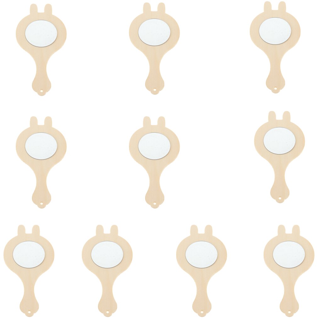 10/8 stycken oavslutat trä handspegel för barn diy hantverk woocrafts leksaker