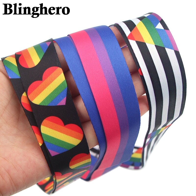 CA934 20 teile/los Regenbogen Herz Lanyards Nacken Gurt praktisch Schlüssel Ich würde Karte Halfter Schlüsselband Für Schlüssel DIY Hängen seil