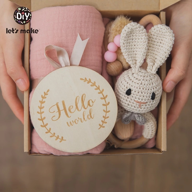 Lassen sie Machen 1einstellen Baby Zeug Schlecht Handtuch Baumwolle Decke Pinsel Produkte Für freundlicher Spielzeug Häkeln Rassel Kasten Weihnachten präsentieren