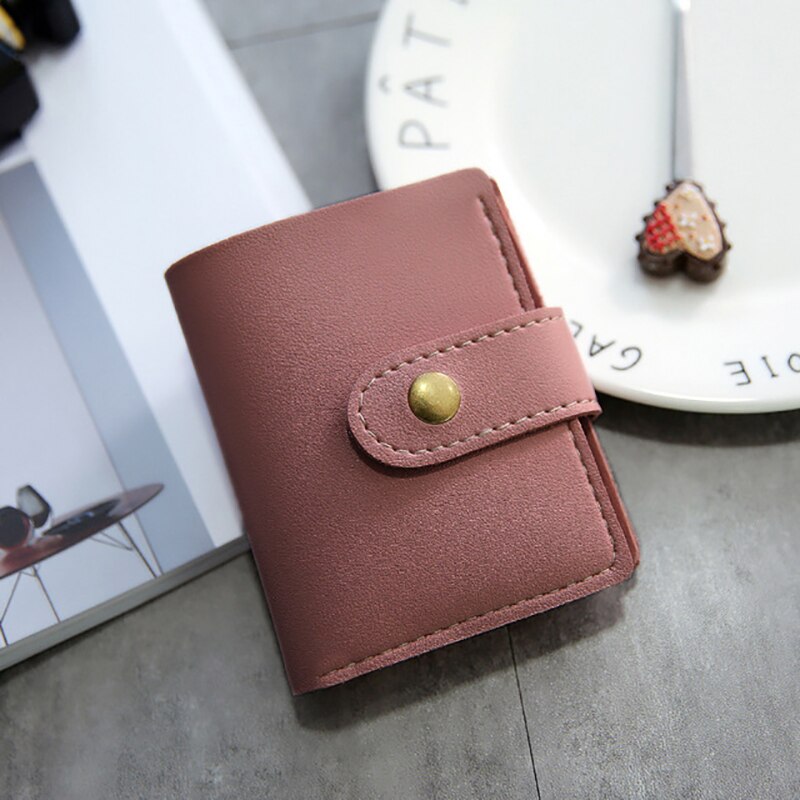 Retro duas vezes linha de costura pequena carteira portátil das senhoras do estilo britânico alta qualidade das senhoras estudantes tendência simples: Dark Pink