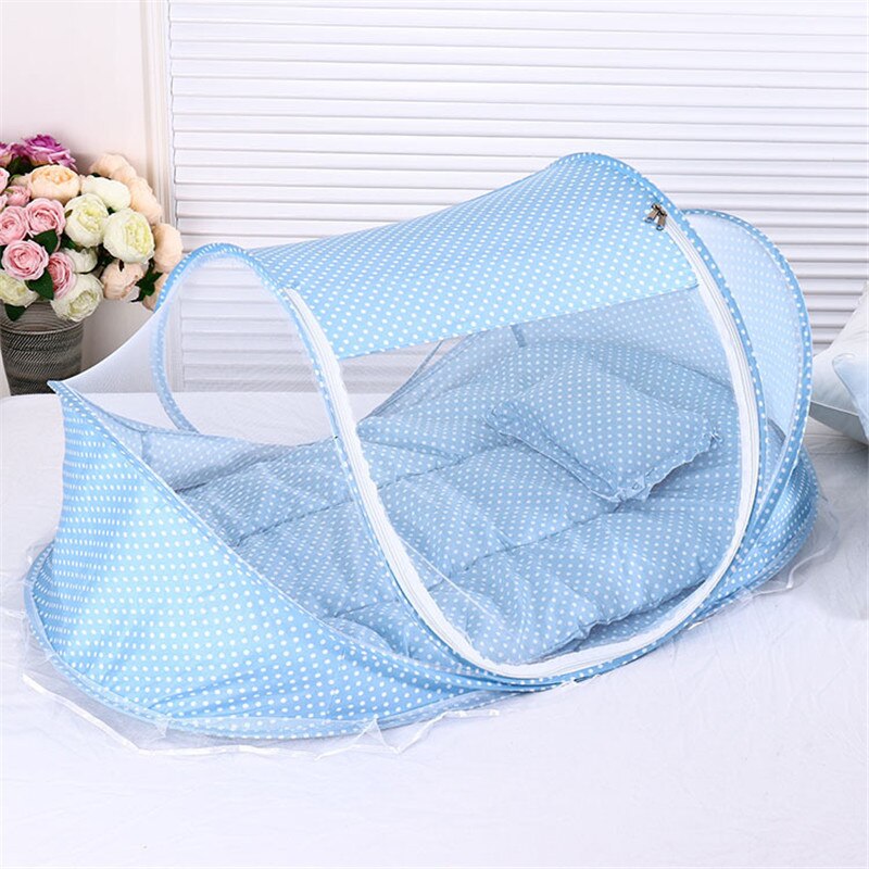 Baby Moskito Net Baby Bettwäsche Krippe Drei-stück Anzug Faltbare Netting Bett Matratze Kissen Tragbare Kind Schlaf Net Für 0-2y baby: Blue three-piece