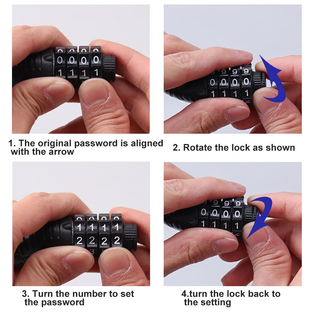 Mountain Bicycle Bike Lock Anti-theft Portable Password Lock Fixed Bicycle Ring Lock Outdoor Sports Bicycle Safety