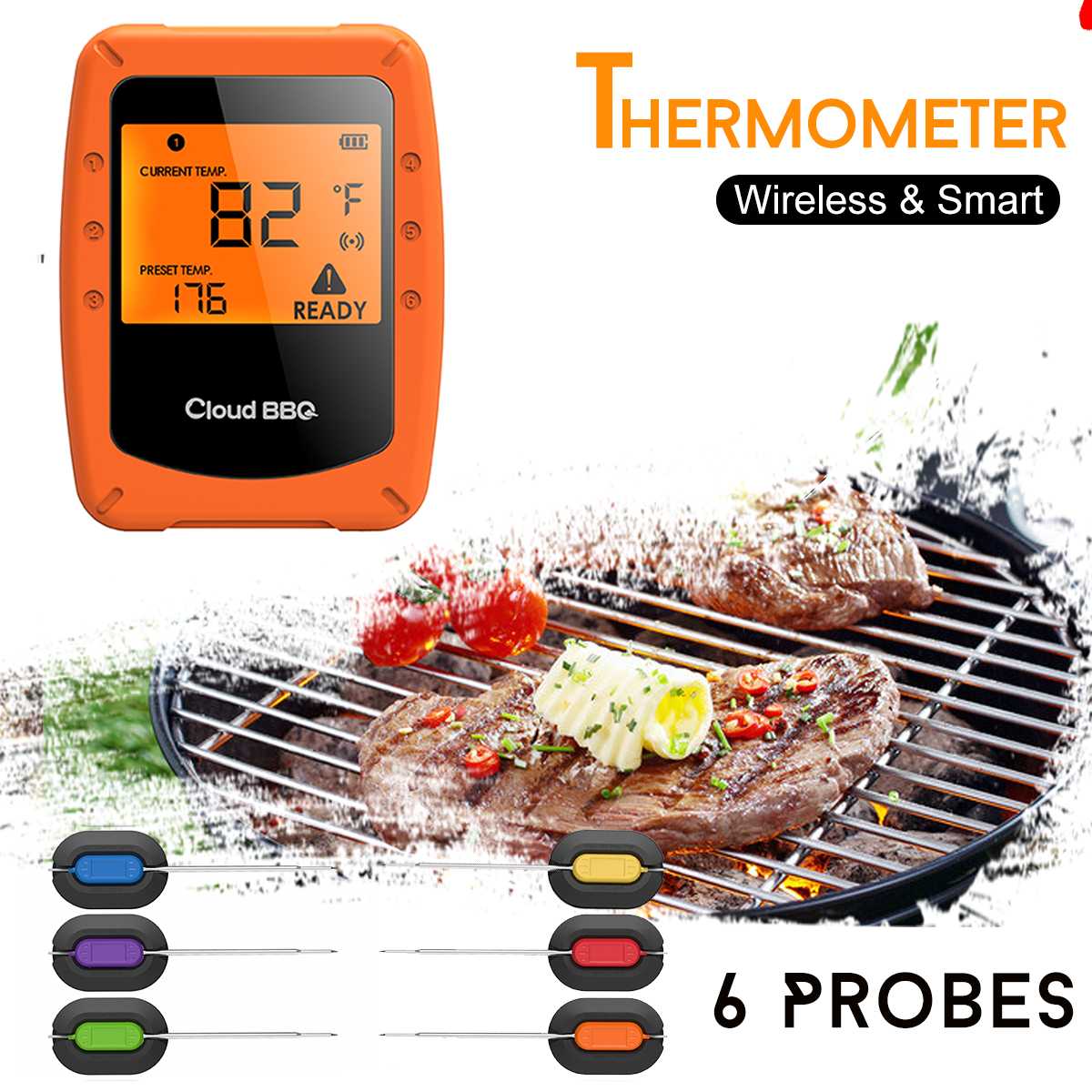 Digitale Draadloze bluetooth 4.0 BBQ Thermometer M... Grandado