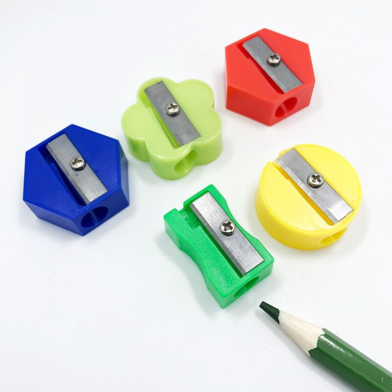 Sacapuntas pequeño multicolor de un solo orificio para niños, Sacapuntas de plástico manual para escuela primaria