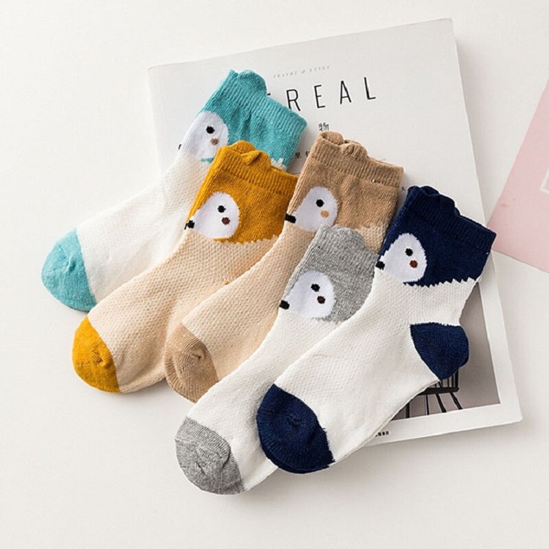 5 pairs/set Cotton Baby Socks For 1-6 Years Baby Girls Boys Thin Calcetines Bebe Kids Fox Socks Lot Skarpetiki Dla Dzieci TS76