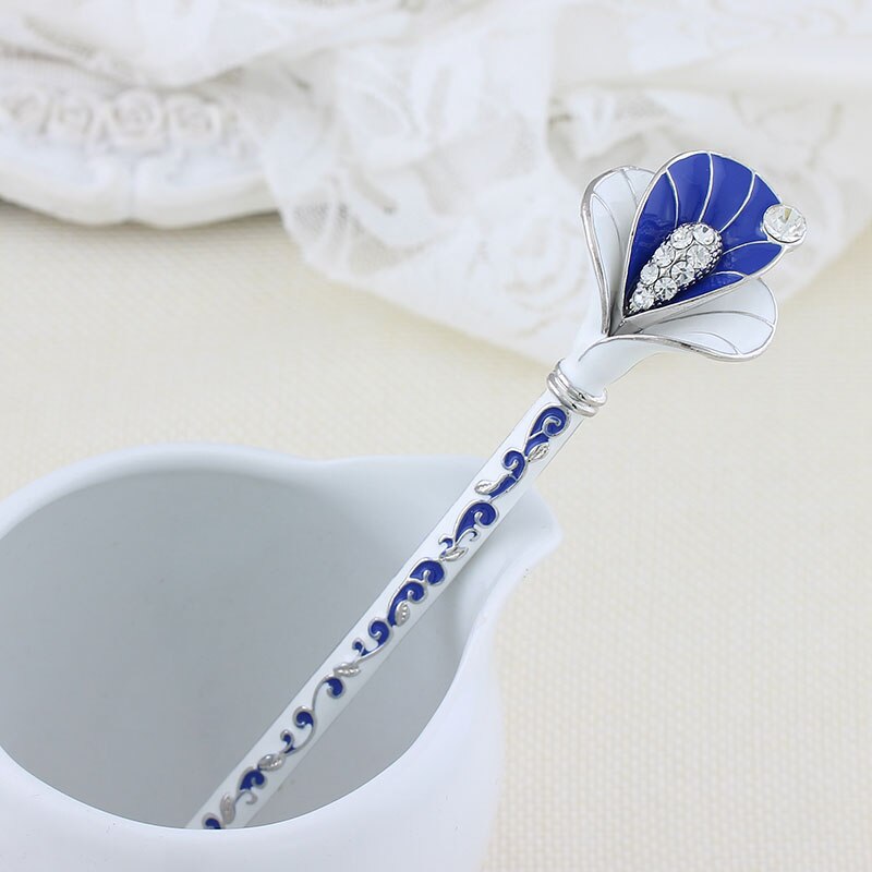 muylinda Chinese Style Enamel Fan Hair Stick Women Costume Classic Metal Charm Hairpins Jewelry: tulip flower