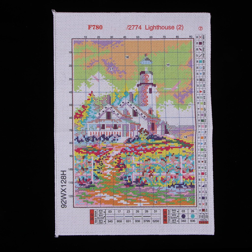 Lighthouse Cross Stitch Stamped Kits Pre-Printed Cross-Stitching Patterns for Beginner Kids Adults