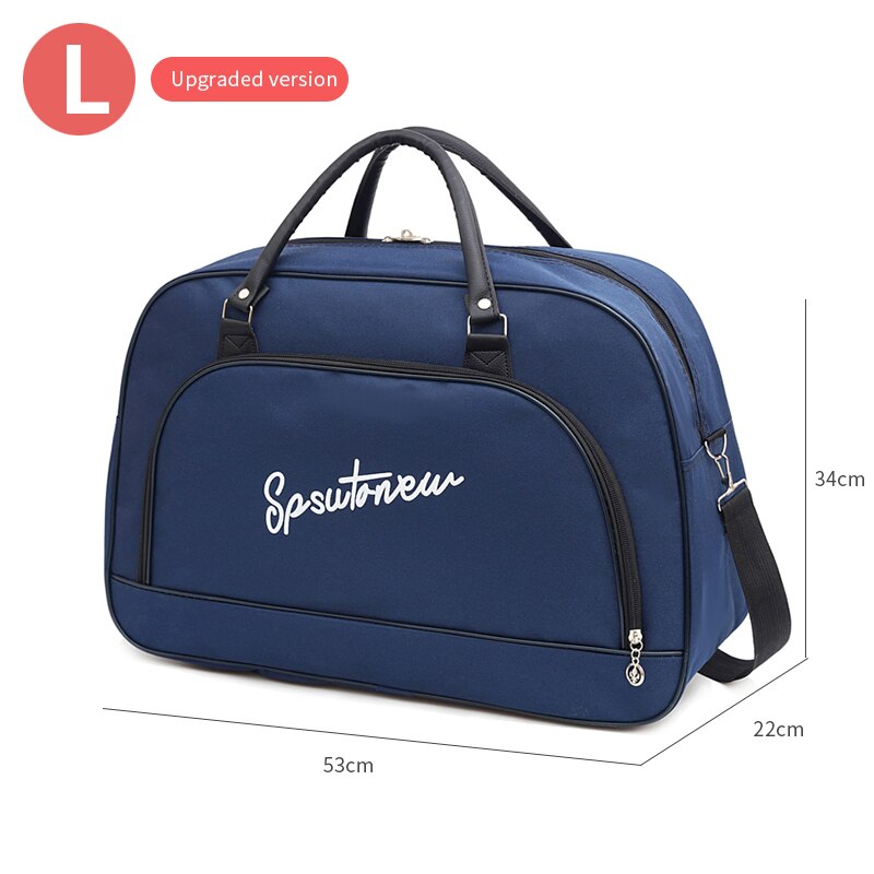 Female Travel Bags Women Large Capacity Hand Cabin Luggage Bags Casual Shoulder Weekend Bag: L   Upgraded  BLUE