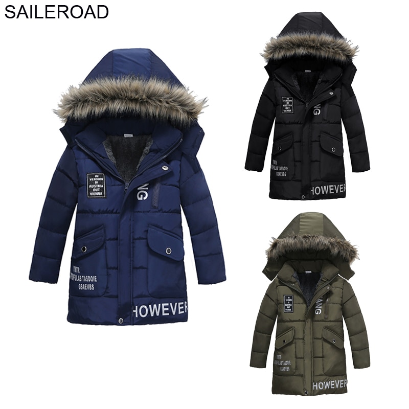 SAILEROAD Children Cotton-padded Clothes 4-6Years Boys Hooded Jacket for Russia Autumn Warm Boys Jacket Coat Baby Outerwear