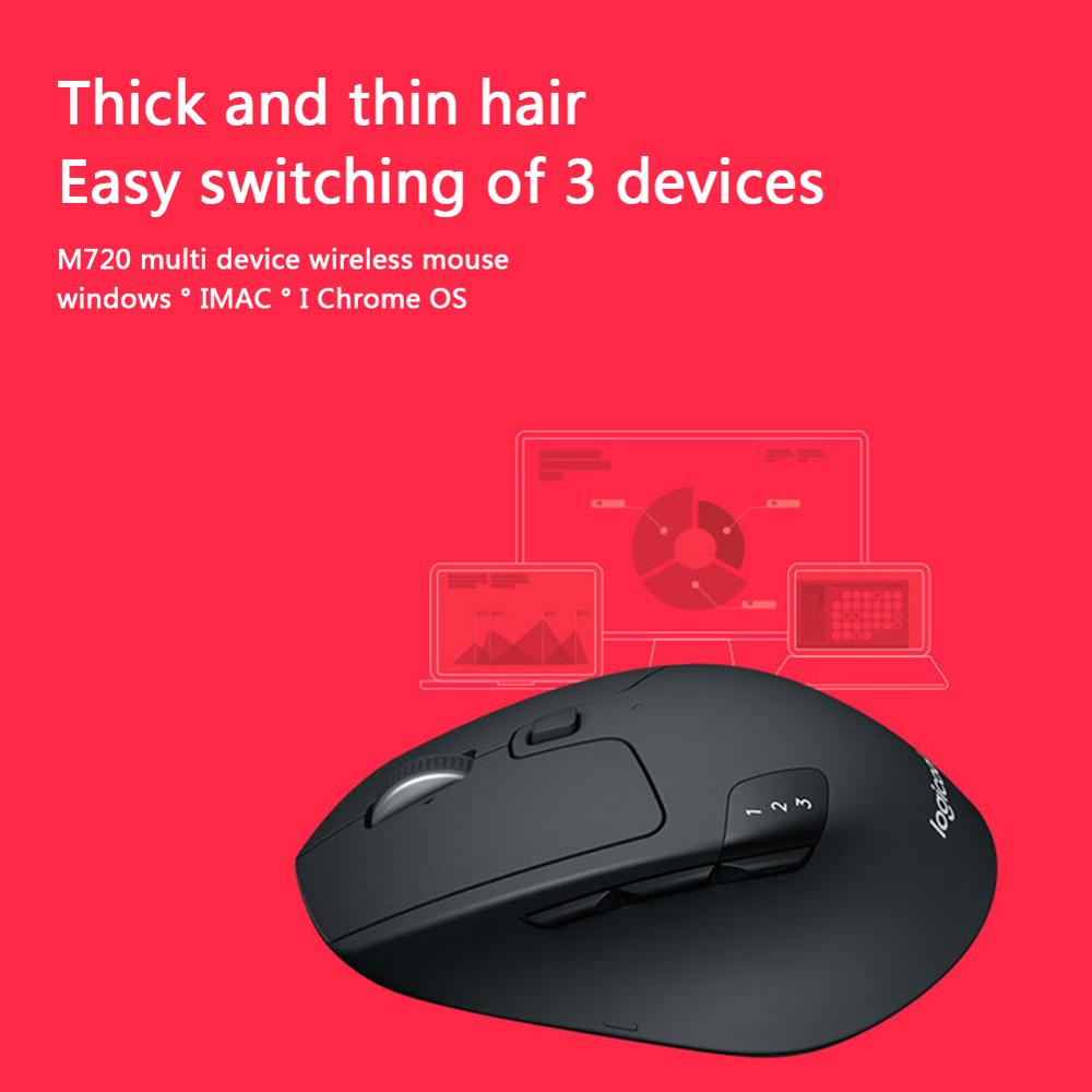 Logitech M720 Bluetooth Wireless Mouse Computer 8 Buttons Cordless Gaming Mice for Desktop Laptop PC