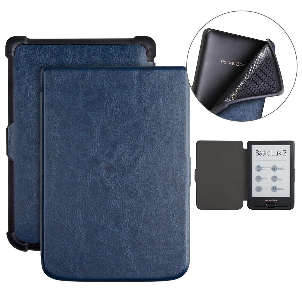 Slim magnetyczne inteligentne etui do Pocketbook 627 616 632 633 dotykowy Lux 4 dotykowy HD 3/podstawowe Lux 2 pokrywa: 616 tpu dark blue