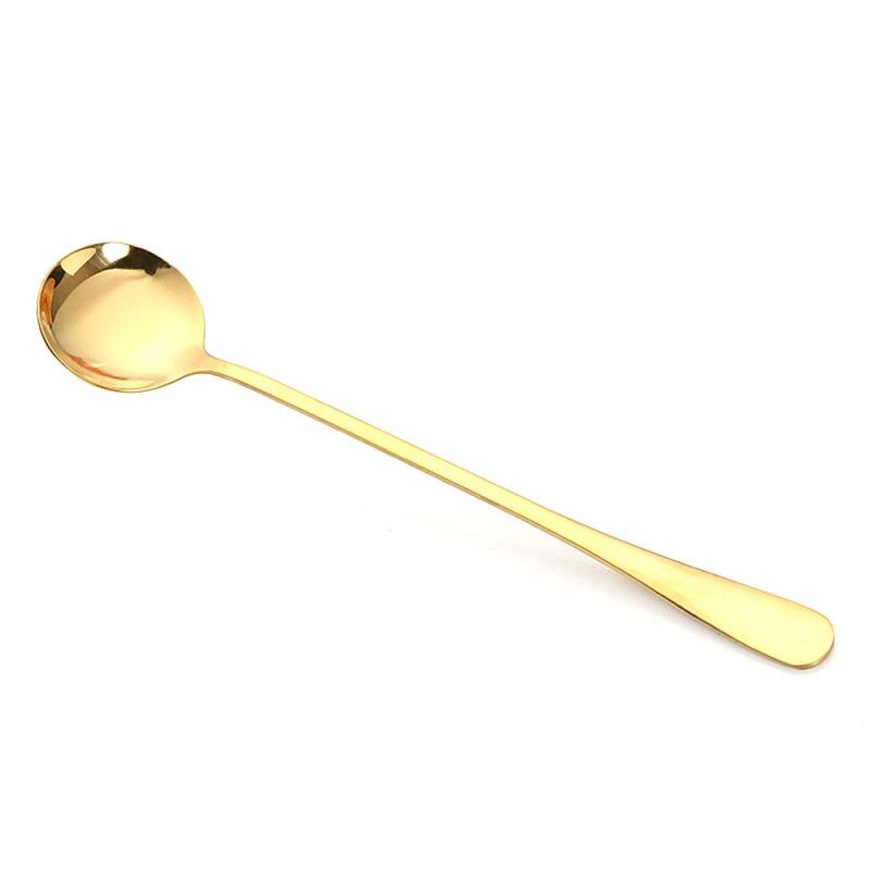 Stainless Steel Coffee Spoons Teaspoons Mixing Spoons Sugar Spoon Family Soup Spoon Kitchen Cooking Spoon Drink Tableware: gold