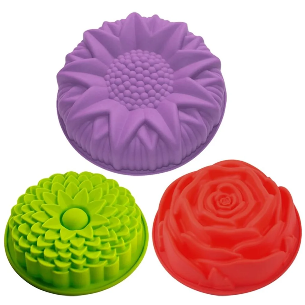 Moldes de silicona para hornear flores, molde de silicona para pasteles, moldes de gelatina de gelatina y gelatina, moldes para pasteles para formas para hornear, 1 pieza