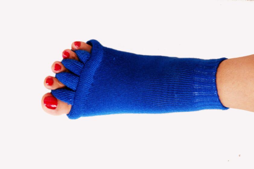 Calcetines para aliviar el dolor, dispositivo de pedicura, corrección de Hallux Valgus, cinco dedos del pie, separadores de dedos, 2 uds.: Azul oscuro
