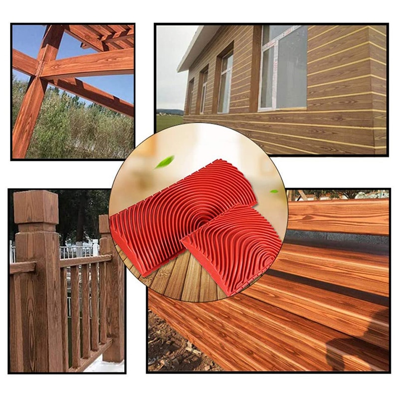 4Pcs Wood Grain Tool Wall Empaistic Rubber Square Graining Pattern Stamp Tool For Wall Painting Decoration DIY