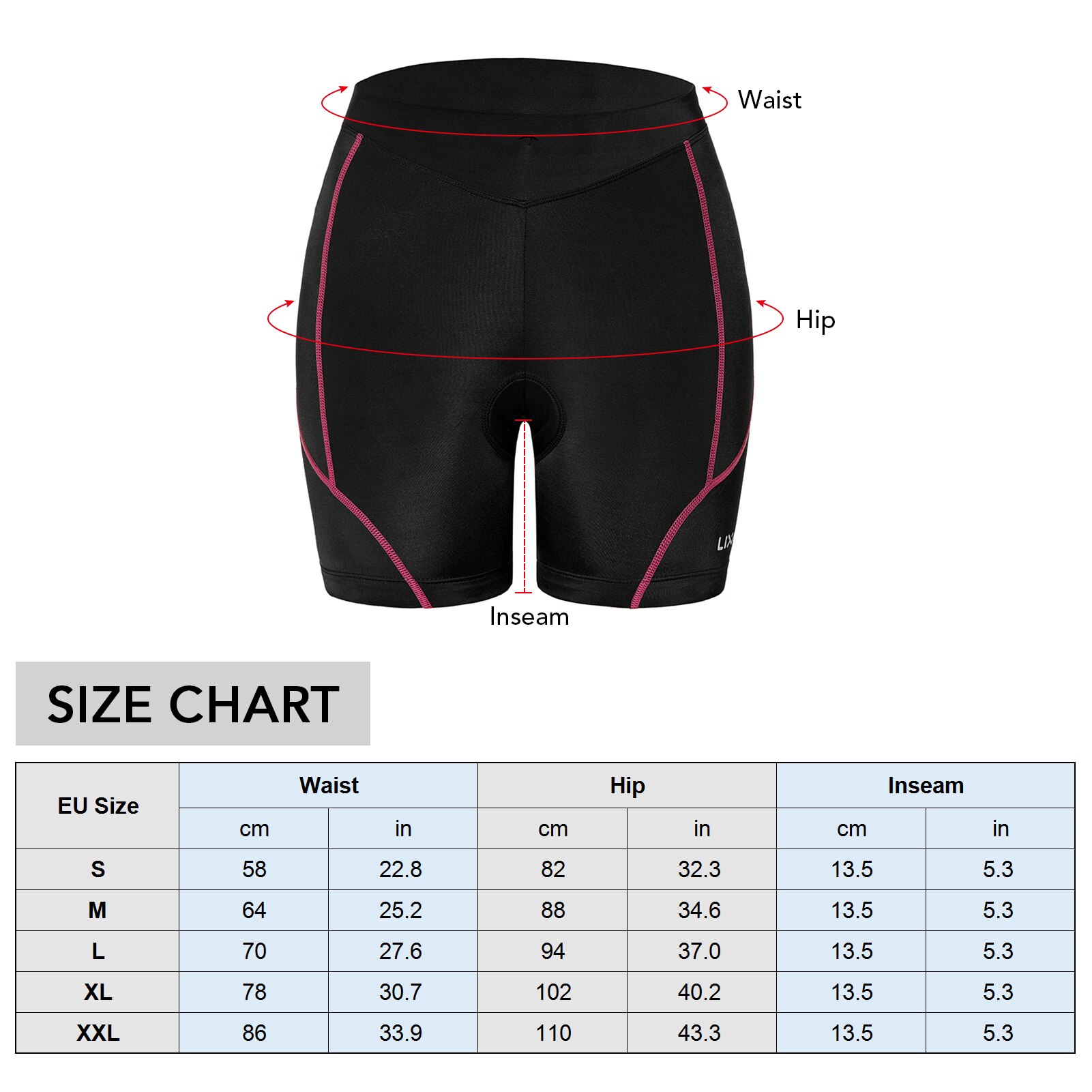 Lixada Women Bike Padded Shorts Cycling 3D Padded Underwear Bicycle Padding Riding Shorts Biking Underwear Shorts