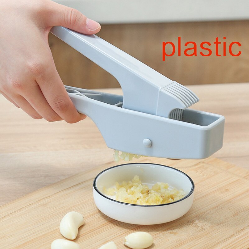 Stainless steel 304# quick hand squeeze garlic ginger presses crusher Manual kitchen tool Garlic peeling device: plastic 2 stages