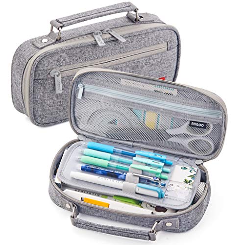 Schule Bleistift Fall für Kinder Große Leinwand Bleistifte Tasche Nette Nette Bleistift Box Doppel Layered Pencilcase Tasche Schule Student Lieferungen: Beige-pencil case