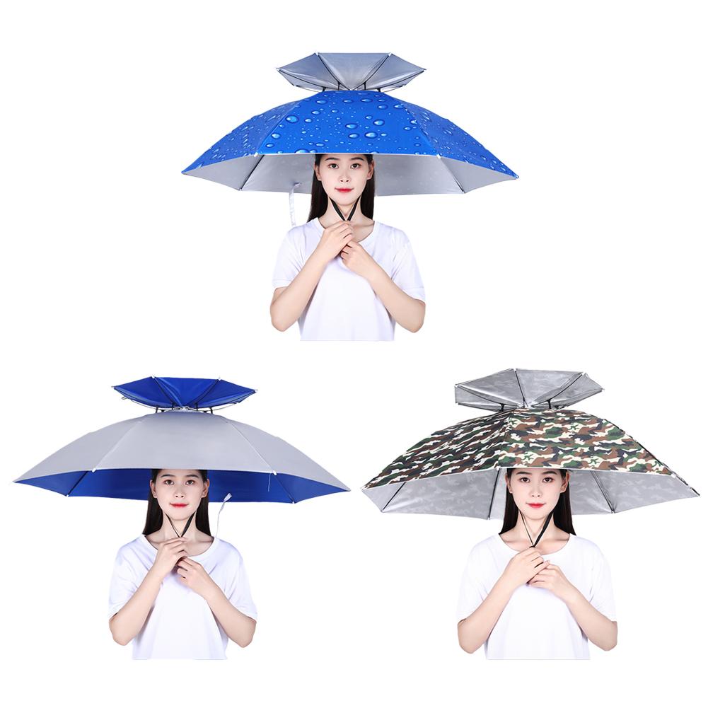 Chapeau de parapluie de pluie portable, anti-soleil, imperméable, casquette de tête de camping, pare-soleil extérieur, vêtements de sauna, chapeaux, 115cm