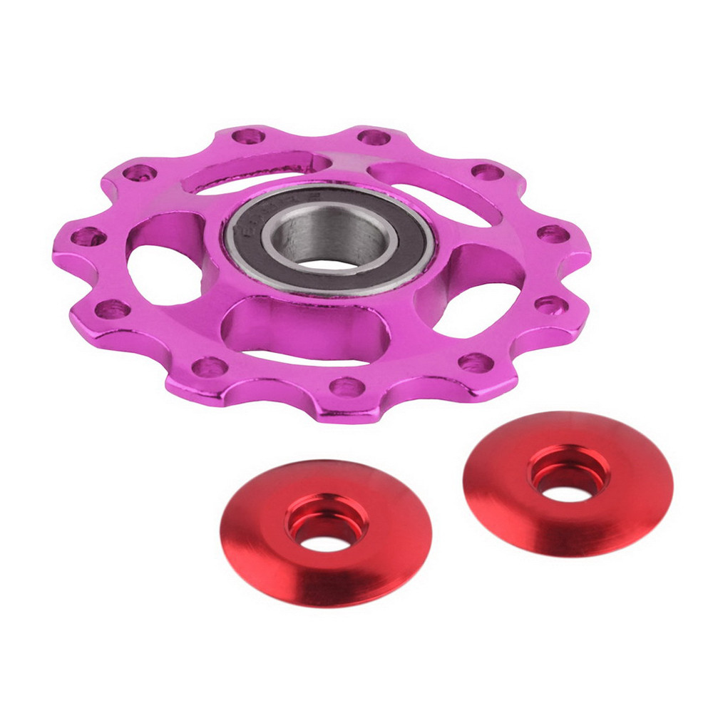 Polea de cerámica para bicicleta de carretera, cambio de marchas con poleas rodamiento de rueda de cerámica, rodillo de guía de bicicleta de carretera: Purple