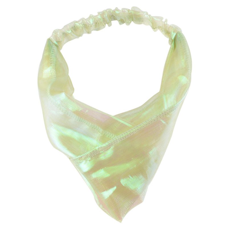 Vrouwen Mesh Twist Knoop Brede Hoofdband Holografische Glanzende Kleurrijke Party Haarband B2QE: GN