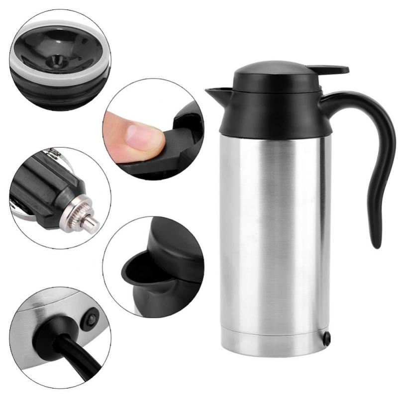 Bärbar vattenvärmare flaska resa bil lastbil vattenkokare för te kaffe dricka 750ml vattenkokare resa kaffe uppvärmd mugg