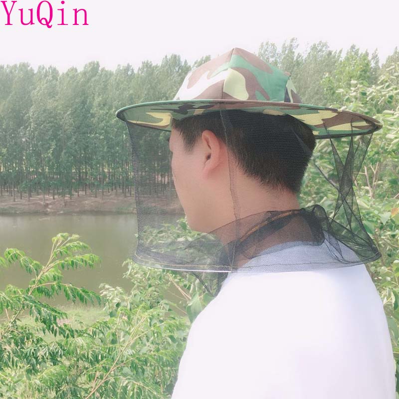 6 stuks/partij camouflage imkers bijenhoed sluier anti-muggen jungle hoed buiten zonnehoed voor veldactiviteiten