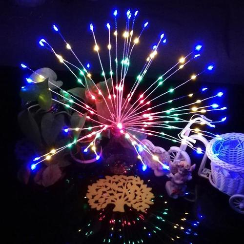 90 LED Solaire Alimenté Feux d'artifice Starburst Pieu Lampe de Jardin En Plein Air Fête