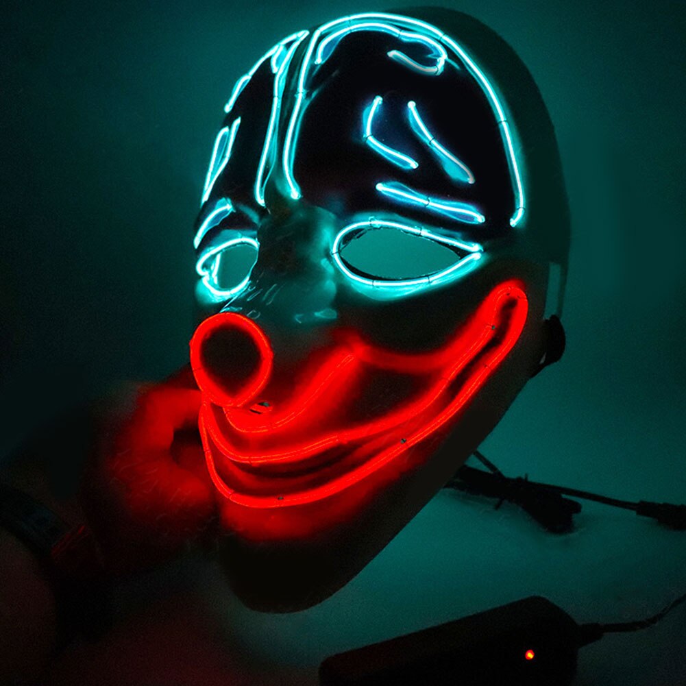 Halloween Masker Led Light Up Enge Clown Draad Masker Voor Festival Party Cosplay Kostuum Maskerade Lbv