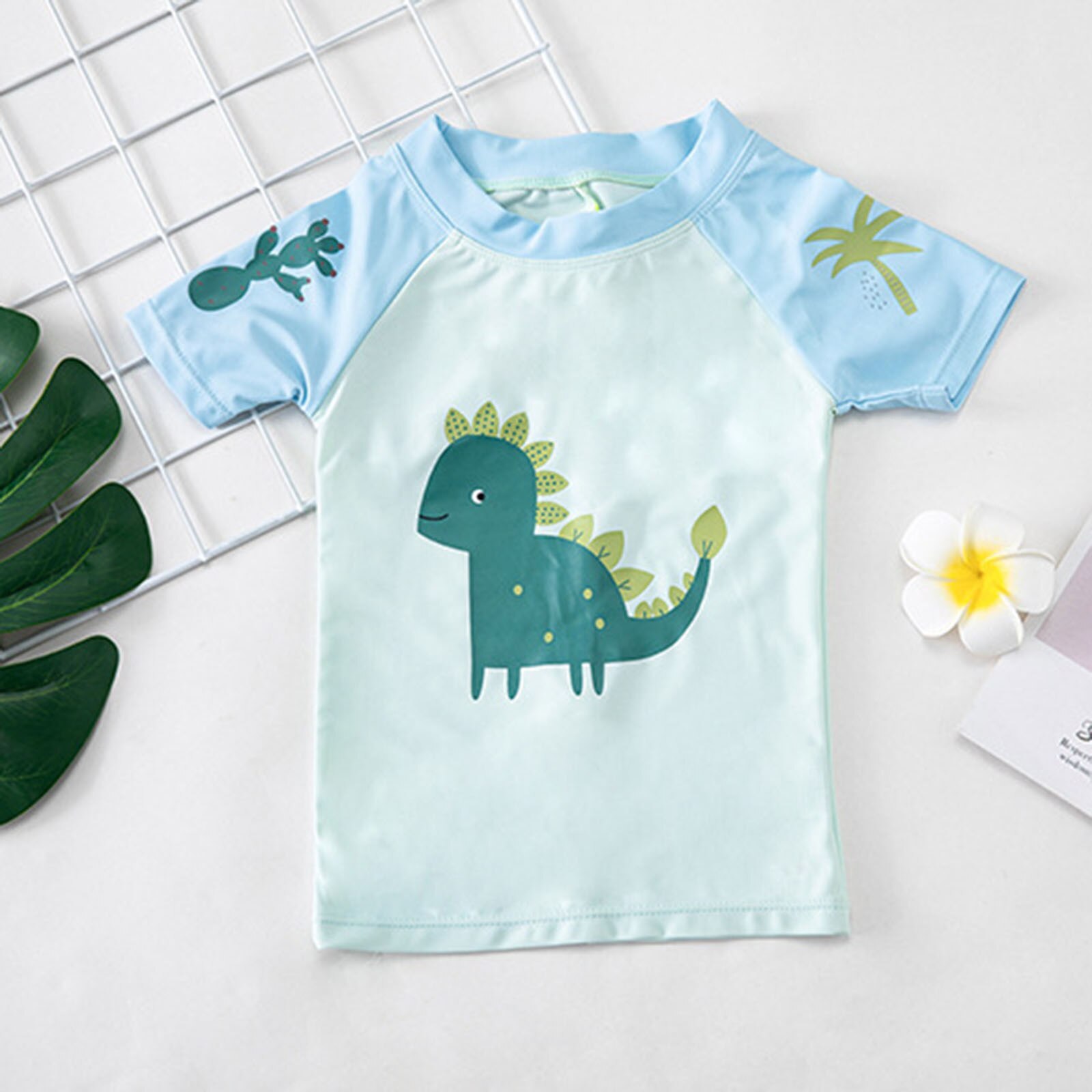 4 # Baby freundlicher Jungen Bademode Karikatur Dinosaurier Hemd + kurze Hose + Hütte Bademode Badeanzug einstellen freundlicher Badeanzug Купальник детский