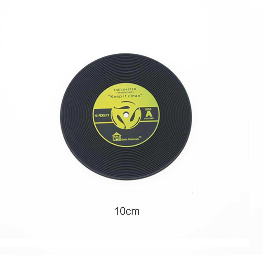 Bord cd måtte retro vinyl plade drinks bordskånere bord kop måtte drikke holder hjemmeindretning pvc trykt mønster anti fade