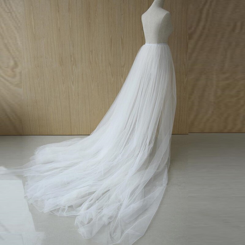 Zwarte Afneembare Tulle 5 Lagen Voor Bridal Overlay Rok Voor Bruiloft Rok Elastische Lange Tulle Over Rok Afneembare Rok