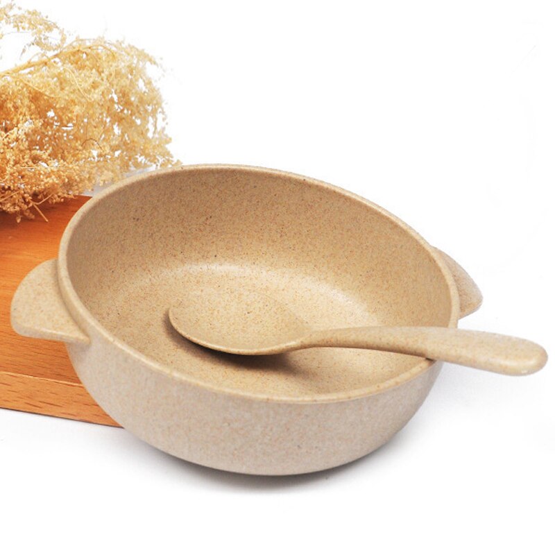 Baby Feeding Tableware Set Eco-Friendly Toddle Baby Plate Dish Children Dishes Dinnerware Kids Anti Training Bowl+Spoon: Beige