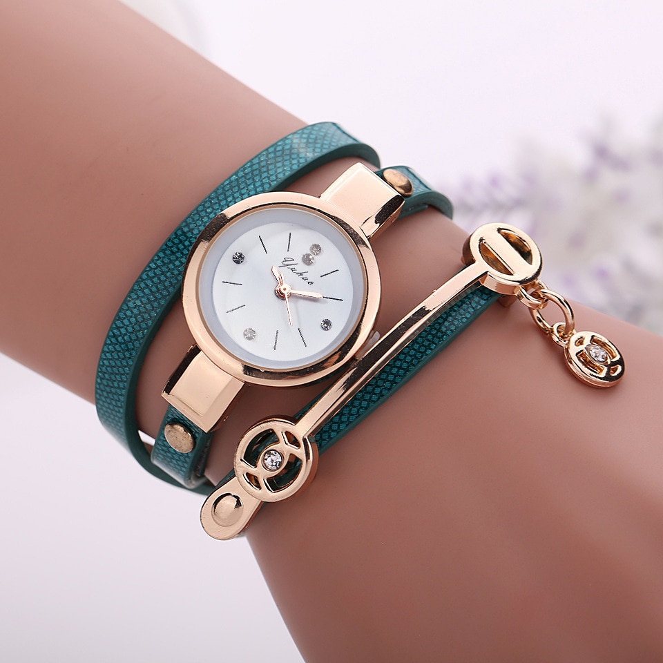 Reloj de pulsera con correa de Metal para mujer, de cuarzo, de ,: H