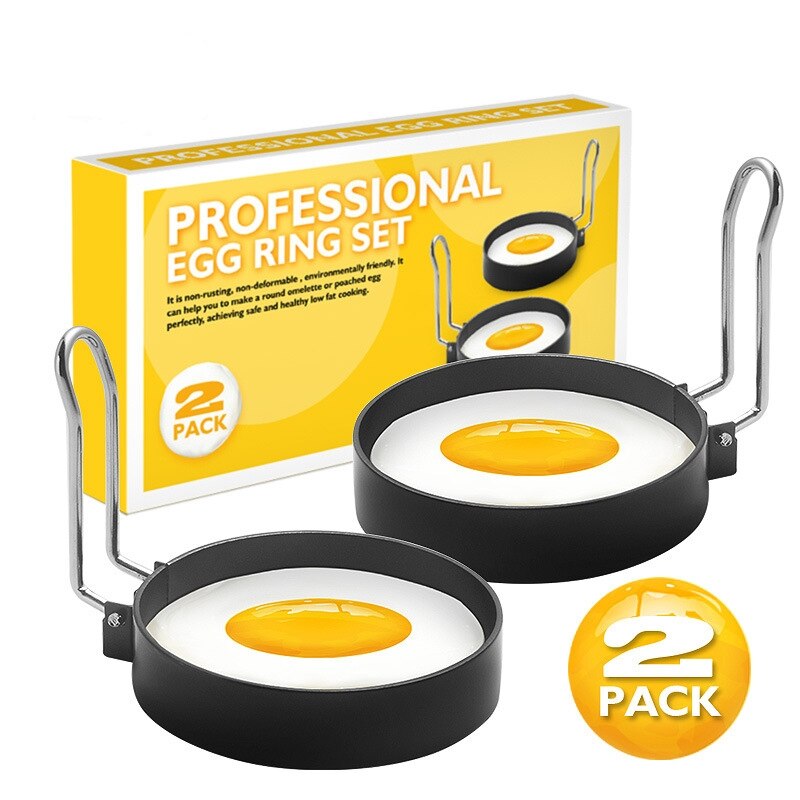 2 stk æggekoger pandekagemaskine æggeholder pandekageform kedelringformer spejlægsform køkkenværktøj tilbehør nonstick pande: 2 stk