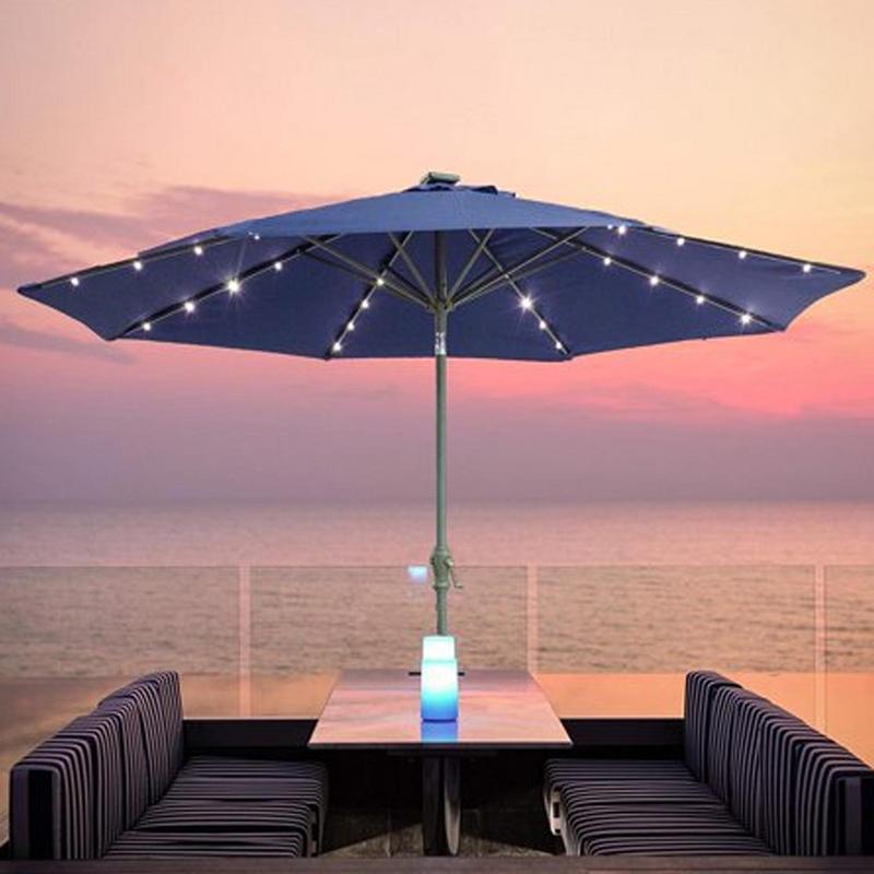 Guirlande lumineuse LED pour parasol de Patio, 8 modes d'éclairage avec télécommande, à commande solaire, pour l'extérieur, pour Patio, tente de Camping