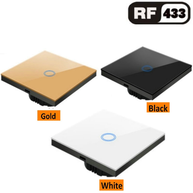 RF433 Remote Control Switch EU Standard 1/2/3 Gang Touch Wall Light Switch 220V White Crystal Glass RF Controller Switches