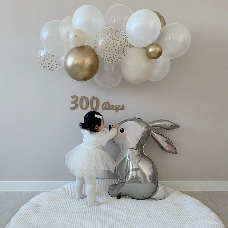 1 stücke Grau Hase Ballon Lange Ohren Kaninchen Helium Ballon Baby Dusche Hochzeit Geburtstag Party Dekoration Aluminium Folie Ballon