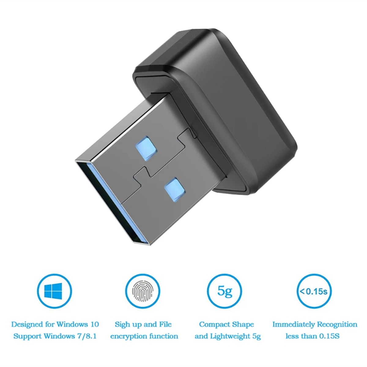 Lector de llaves de huella dactilar USB U2F, escáner biométrico de huellas dactilares, Anti-Spoofing, Mini llave de seguridad, Dongle