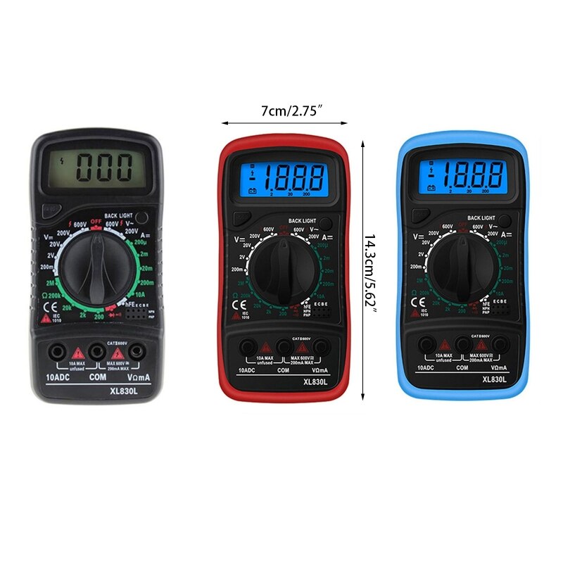 Digital Multimeter with Bracket AC DC Voltmeter Ohm Amp Test Meter Diode Transis