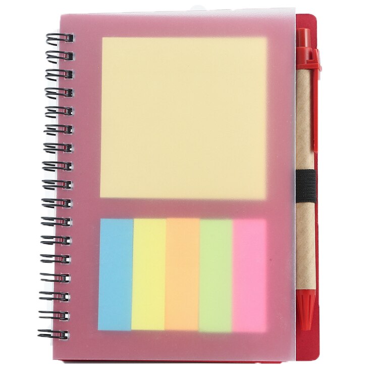 PP Coil Post-it Combination Notebook with Pen Advertising Business Kraft Paper Notebook: Red