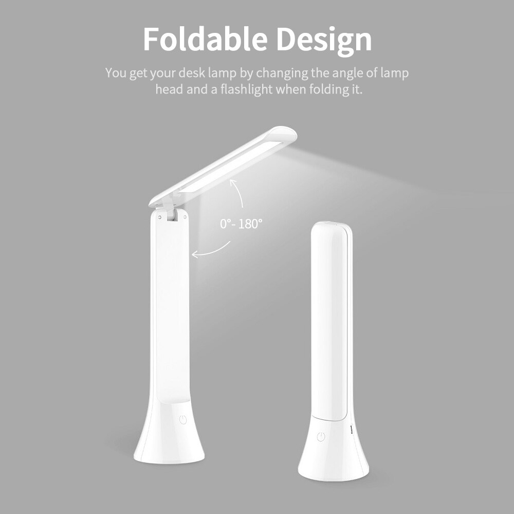 2-in-1 Rechargeable LED Lamp Touch-Control Desk Lamp+Flashlight Eye-caring Lamp for Reading&amp;Emergency Lighting 3 Color Modes