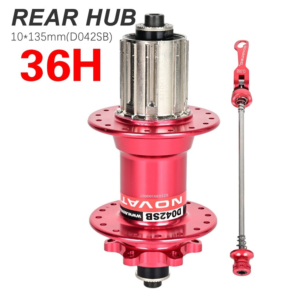 NOVATEC D041SB/D042SB piasta rowerowa mtb piasta 28H/32H/36H hamulec tarczowy 4 łożysko 8-11S QR/THRU piasta łożyska części rowerowe: czerwony 36H R QR