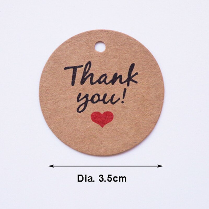 100 Pcs Thank You Handmade Thanks To Red Hearts Kraft Paper Tag Tag Card Tag: 4
