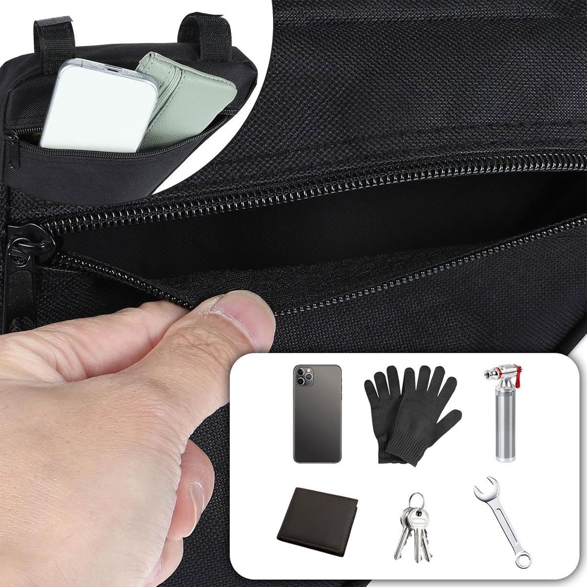 Paquete de herramientas triangulares para bicicleta, bolsa para SILLÍN de bicicleta de montaña, barra Horizontal de tubo superior, accesorios para bicicleta, 1 ud.